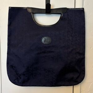 Vintage CELINE x Noevir Monogram Dark Blue Tote Bag.